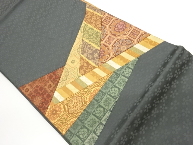 Nagoya obi with a kurimeshi pattern, floral arabesque, flower pattern, and Enshu